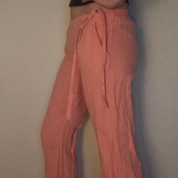 Salmon Linen Beach Pants - Picture 6 of 8